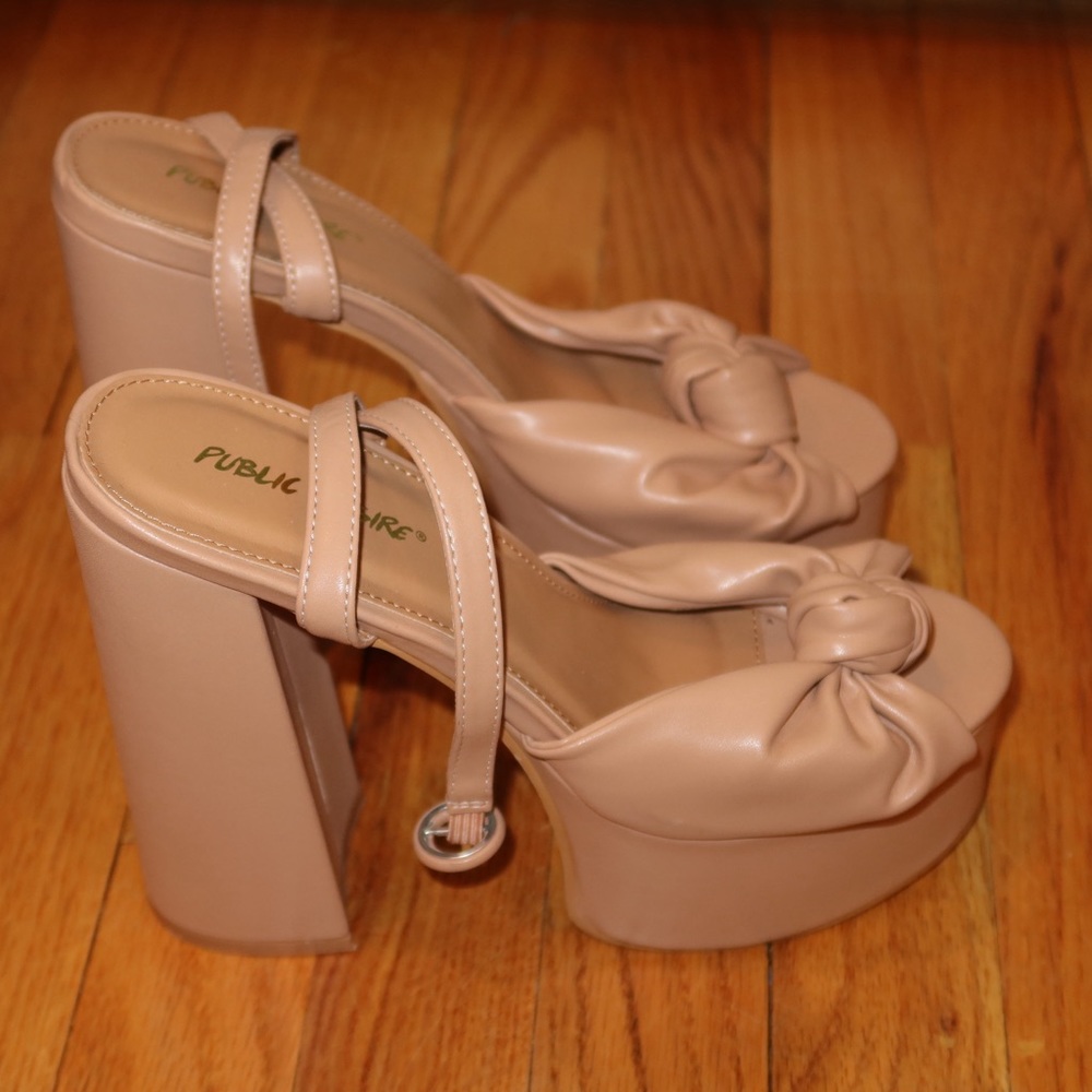 New open toe platform block heels